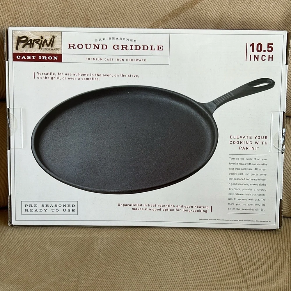 Parini Premium Cast Iron 10.5” Round Griddle NWOT